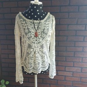 Lace embroidered top